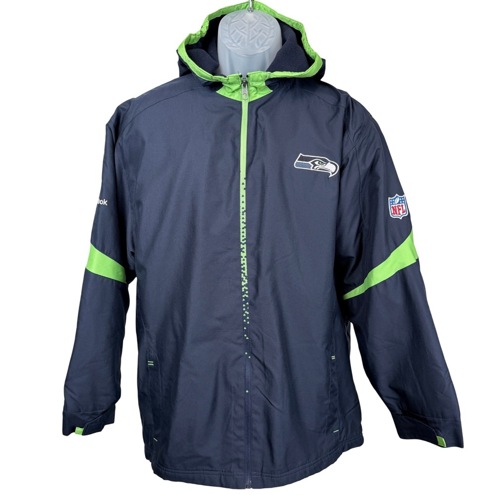 Vintage Reebok Seattle Seahawks NFL On Field Jacket Youth XL 18/20 Adult S/M